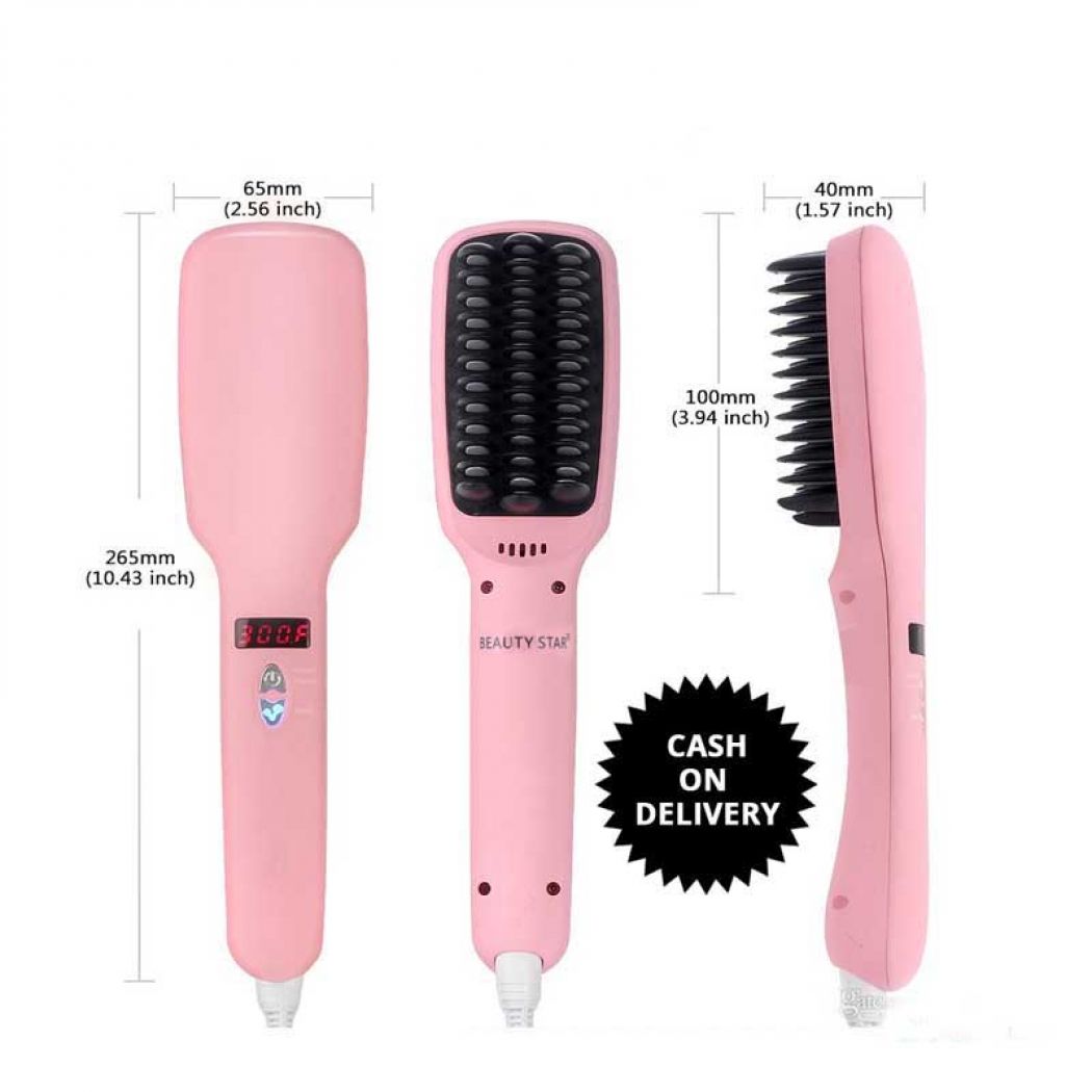 LCD 2 In 1 PTC Heating Plus Ionic Hair Straightener Brush